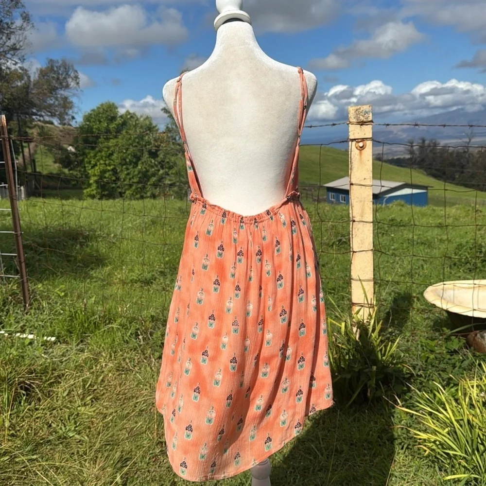 O’Neil Peach Butterfly Babydoll dress Small - Picture 3 of 6